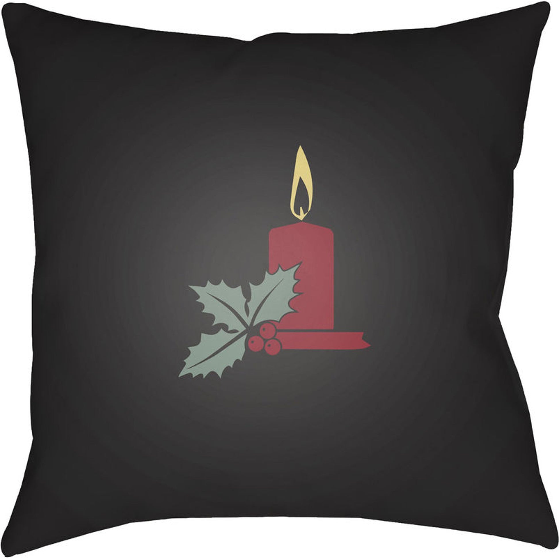 Candle Light Indoor/Outdoor Pillow by Livabliss in black, red. Made from front: 100% polyester, back: 100% polyester in a traditional style.