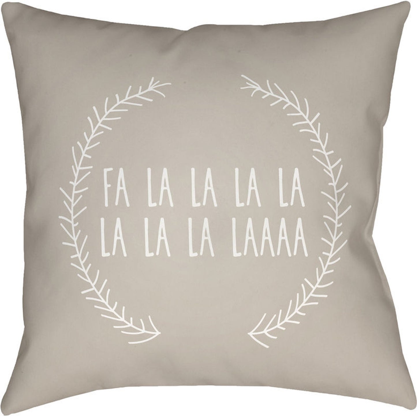 003 S-227574 | Primary Silo | Falalalala Indoor/Outdoor Pillow by Livabliss in beige, white. Made from front: 100% polyester, back: 100% polyester in a modern style.