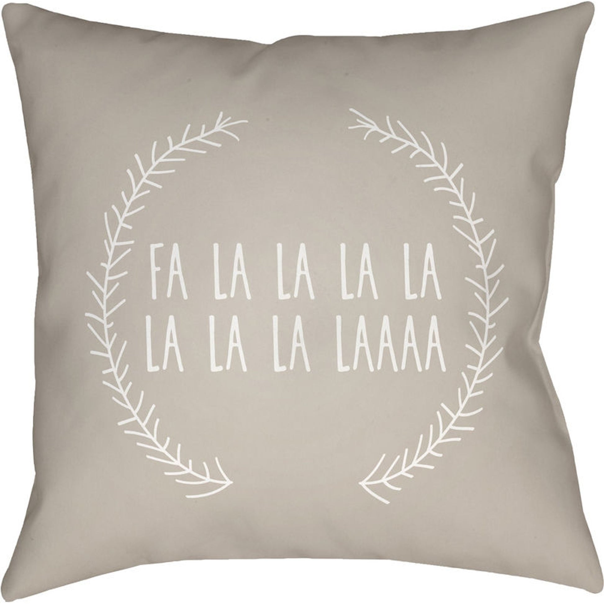 Falalalala Indoor/Outdoor Pillow by Livabliss in beige, white. Made from front: 100% polyester, back: 100% polyester in a modern style.