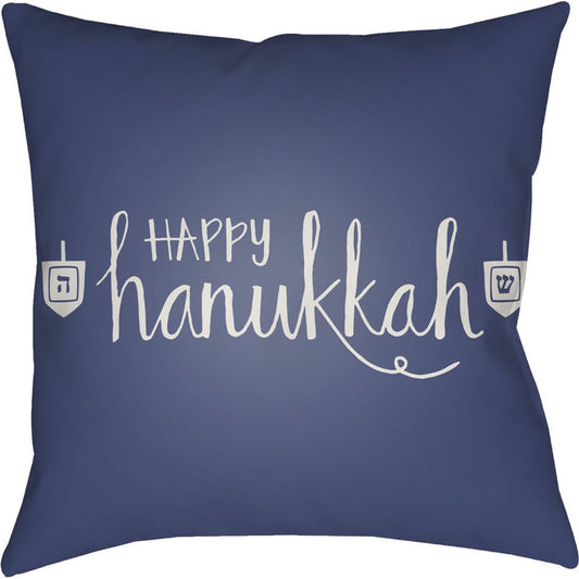 Happy Hannukah Pillow - 18237 by Livabliss. Made from front: 100% polyester, back: 100% polyester in a modern style.