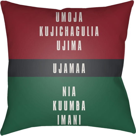 Kwanzaa III Pillow - 24447 by Livabliss. Made from front: 100% polyester, back: 100% polyester in a modern style.