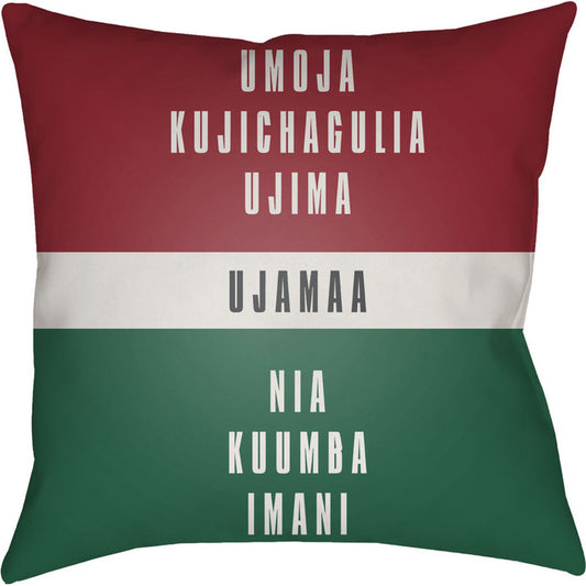 Kwanzaa III Pillow - 24447 by Livabliss. Made from front: 100% polyester, back: 100% polyester in a modern style.
