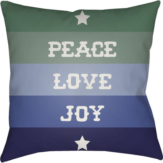Peace Love Joy Pillow - 16856 by Livabliss. Made from front: 100% polyester, back: 100% polyester in a traditional style.
