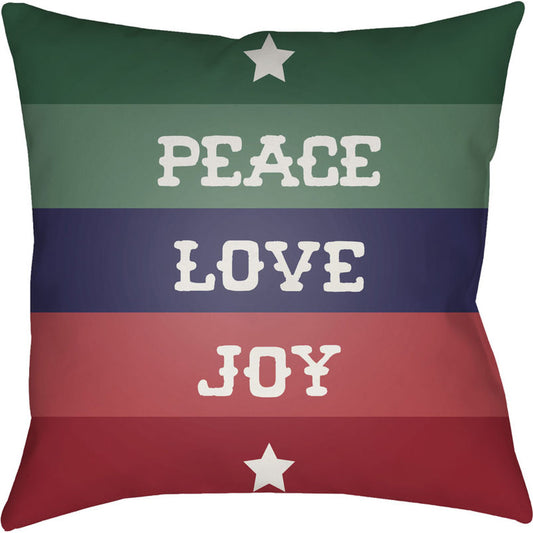 Peace Love Joy Pillow - 16856 by Livabliss. Made from front: 100% polyester, back: 100% polyester in a traditional style.