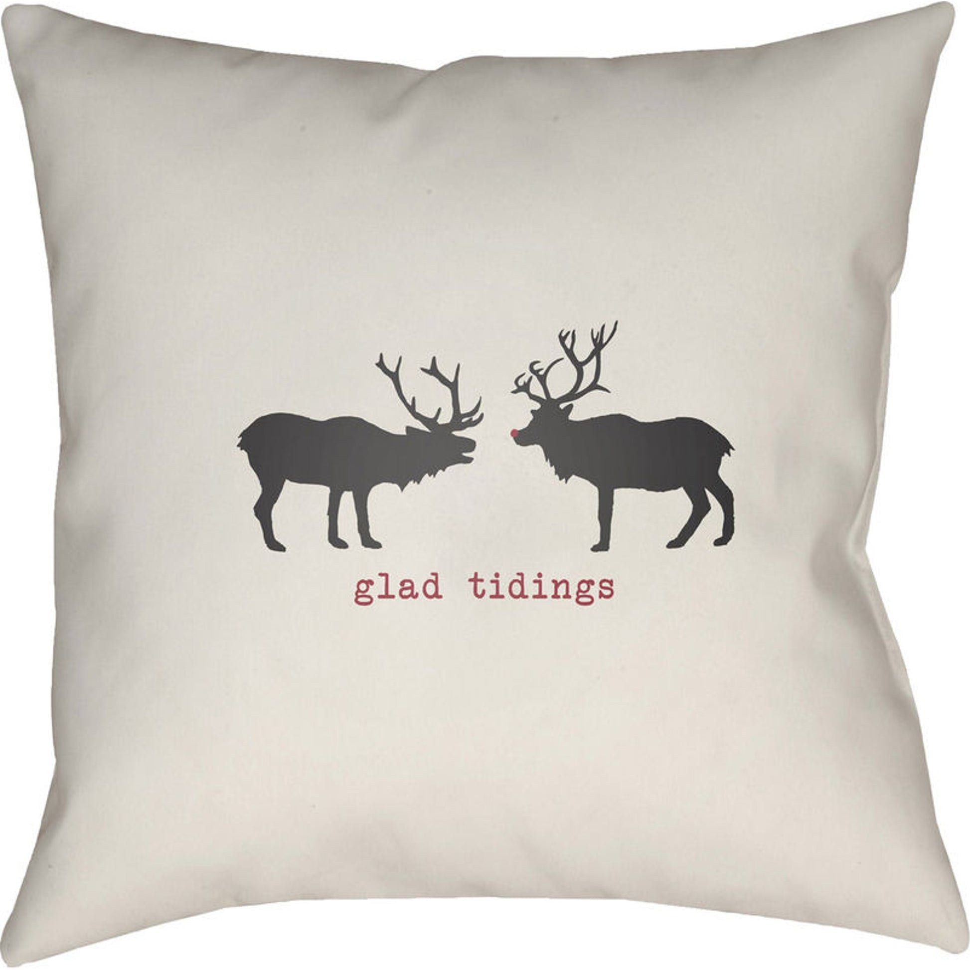 Reindeer Indoor/Outdoor Pillow by Livabliss in white, black. Made from front: 100% polyester, back: 100% polyester in a traditional style.