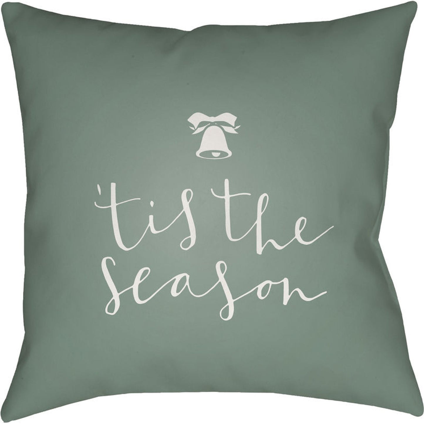 001 S-227703 | Primary Silo | Tis The Season I Indoor/Outdoor Pillow by Livabliss in green, white. Made from front: 100% polyester, back: 100% polyester in a traditional style.