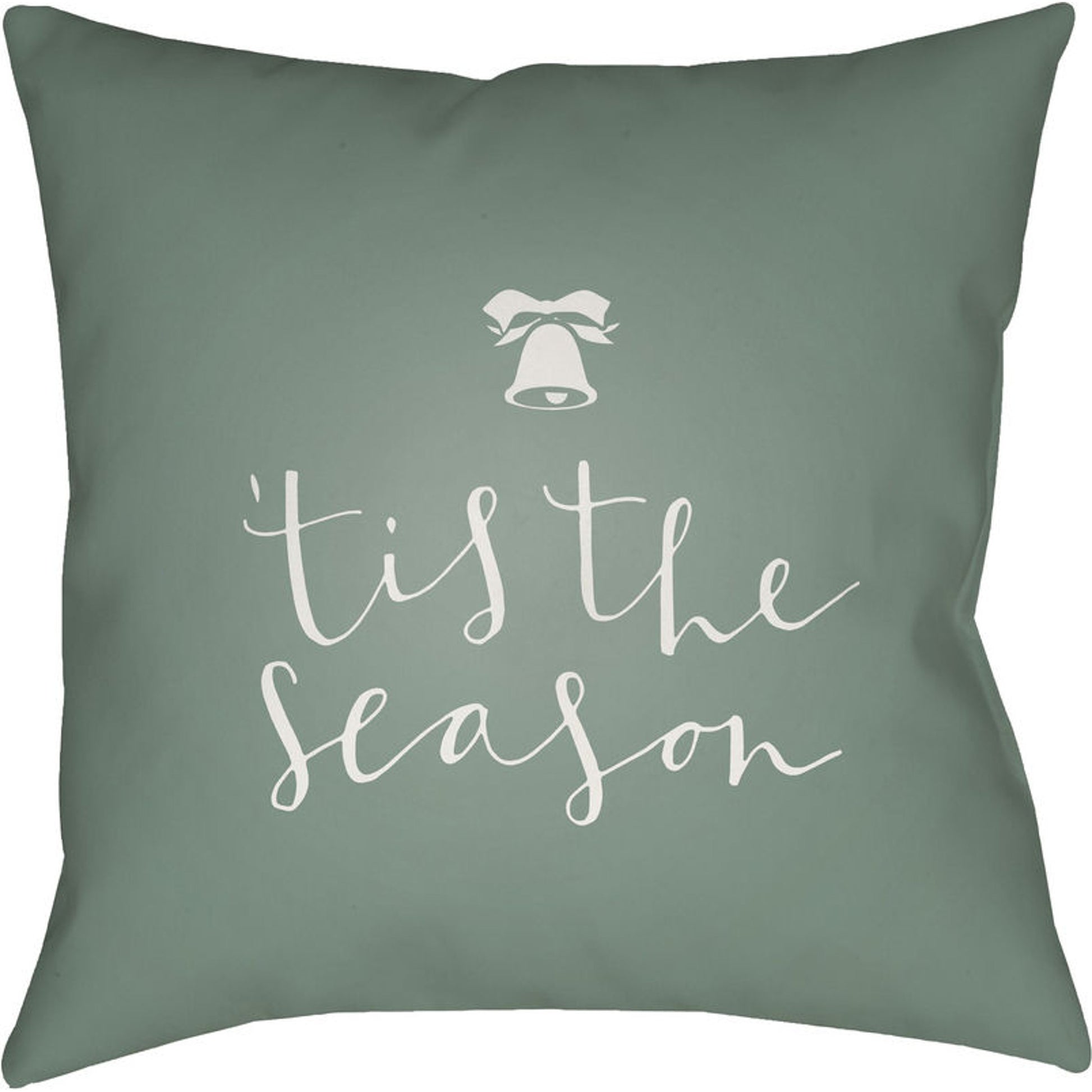 Tis The Season I Indoor/Outdoor Pillow by Livabliss in green, white. Made from front: 100% polyester, back: 100% polyester in a traditional style.