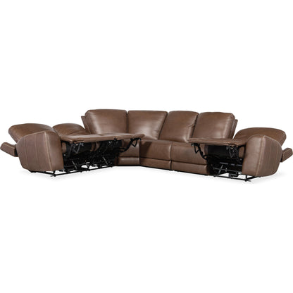 Torres 6 Piece Sectional by Hooker Furniture in sorrento mocha. Made from leather, sorrento mocha (semi-aniline top grain with splits) in a traditional style.
