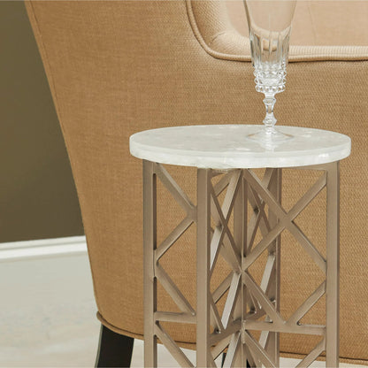 Gypsum Stone-Top Drink Table with Metal Base by Pulaski Furniture in gypsum. Made from metal in a transitional style.