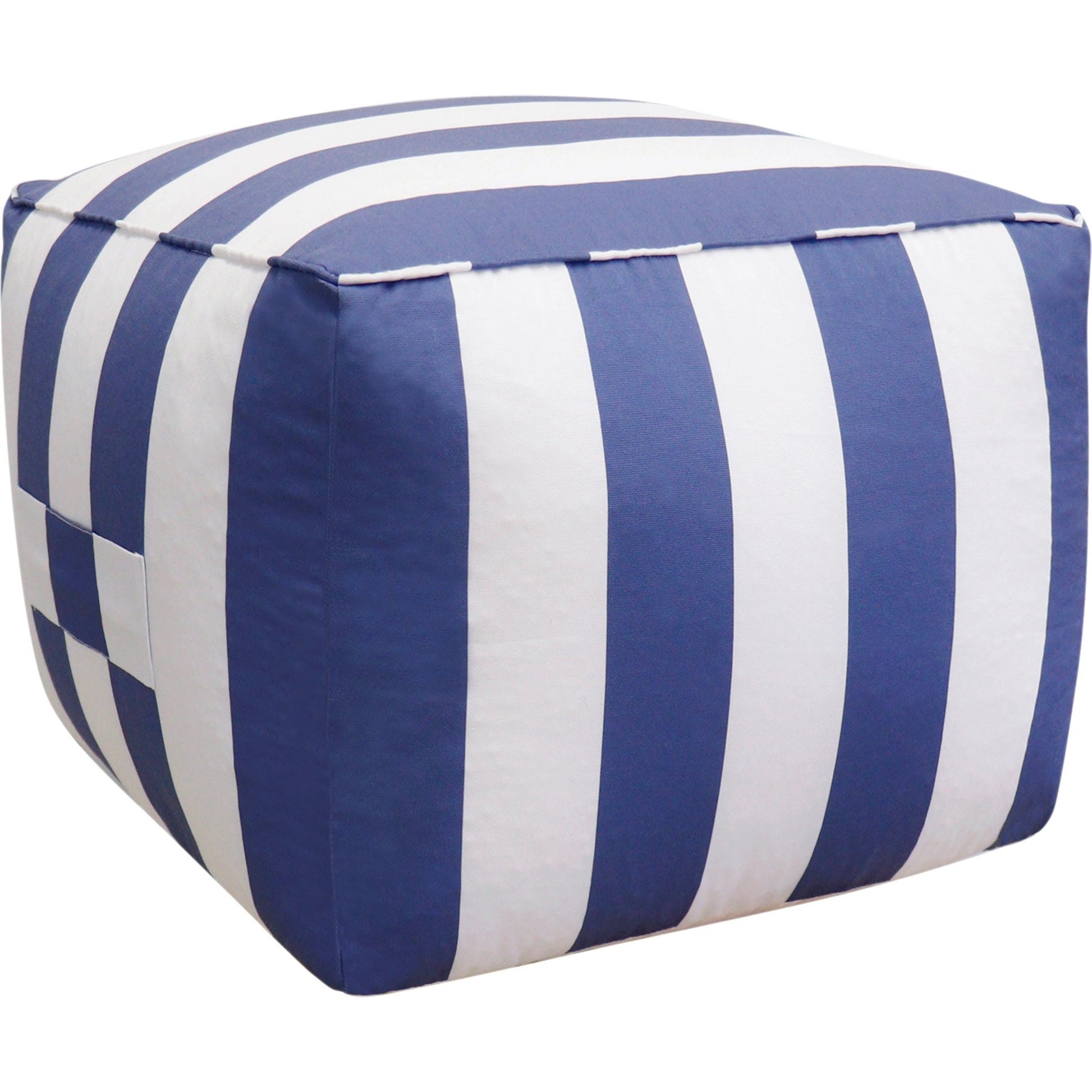 Galaxy Pouf by Pasargad Home in white. Made from polyester in a coastal style.