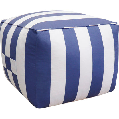 Galaxy Pouf by Pasargad Home in white. Made from polyester in a coastal style.