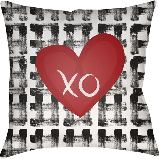 Valentine Pillow - 23493 by Livabliss in black, red, white. Made from front: 100% polyester, back: 100% polyester in a modern style.