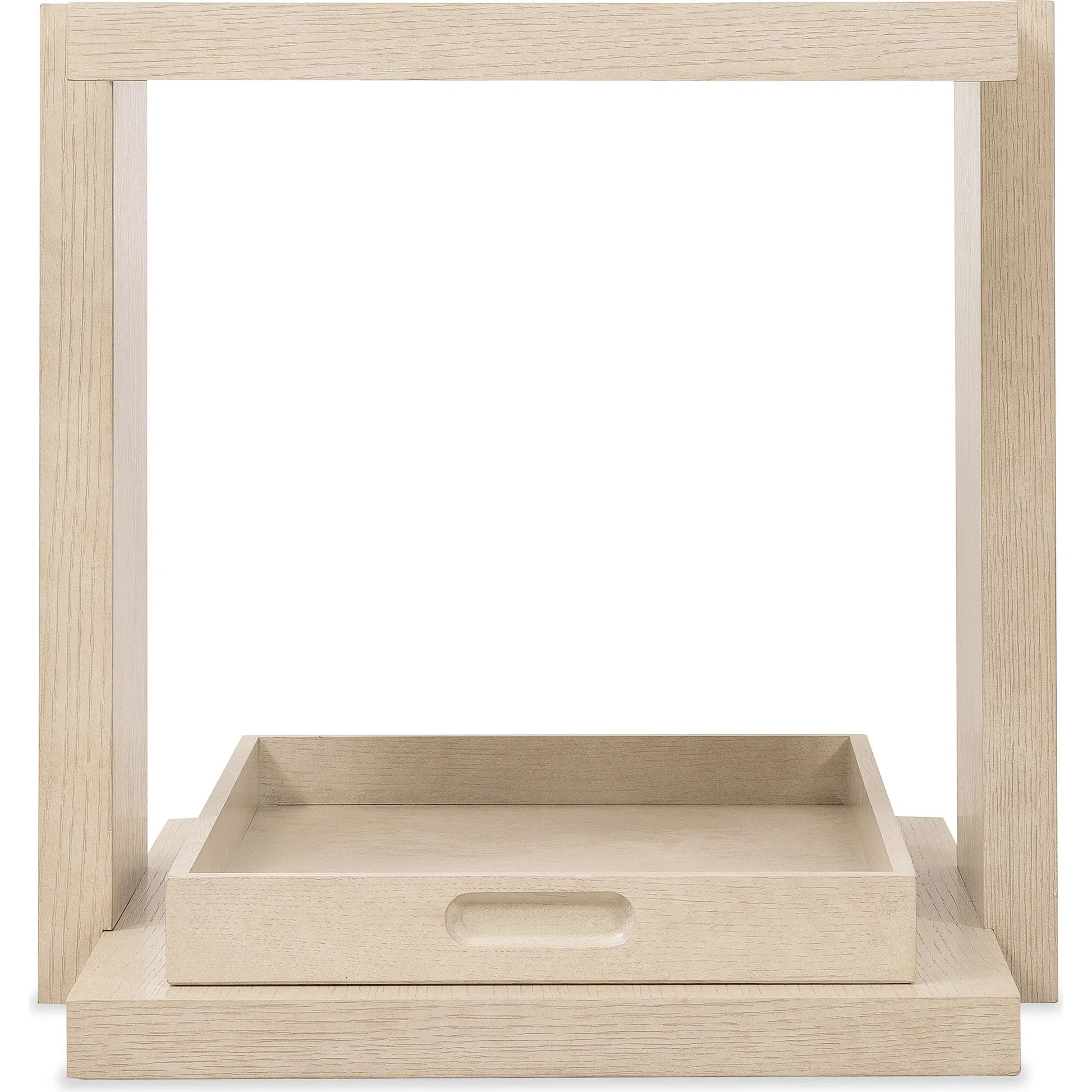 Westwood End Table by Hooker Furniture in light wood and polished limestone. Made from oak veneers in a transitional style.