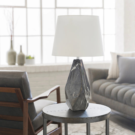 Henley - 19820 by Surya in n/a, white and base marbled. Made from linen, polyester, ceramic, metal - iron, 100% metal in a modern style.