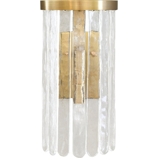 Heloise Two Light Hanging Textured Glass Sconce by Worlds Away in brushed brass. Made from unique in a modern style.