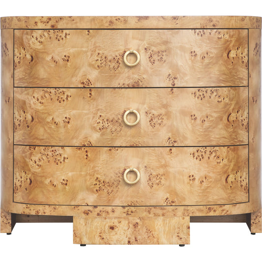 Henry Demilune Chest by Worlds Away in burl wood. Made from unique in a cottage & farmhouse style.