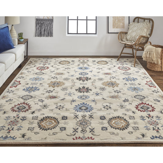 Rylan Transitional & Botanical Rug - 8641F by Feizy in ivory, blue, tan. Made from wool in a unique style.