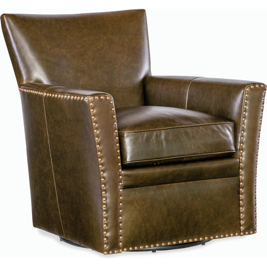 Emeral Swivel Chair by Hooker Furniture in green. Made from leather in a traditional style.