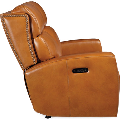 Ruthe Zero Gravity Power Recline Loveseat by Hooker Furniture. Made from leather in a traditional style.