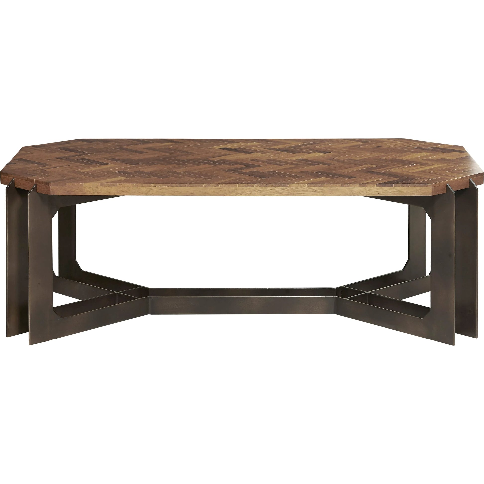 Rustic Cocktail Table with Metal Base by Pulaski Furniture in brown. Made from parota wood in a eclectic & global style.