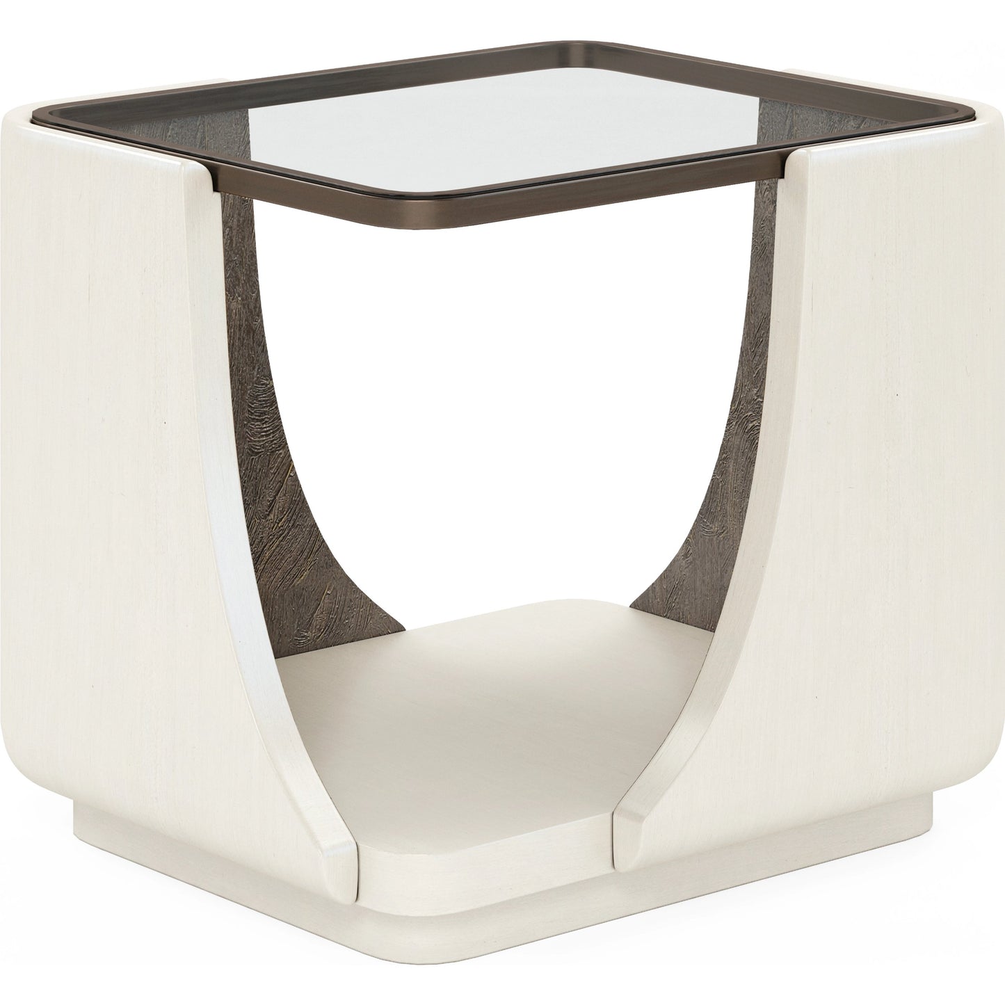 001 SI-2064941 | Primary Silo | Blanc End Table by A.R.T. Furniture in alabaster, burnished bronze. Made from parawood solids, resin, metal, glass in a modern style.