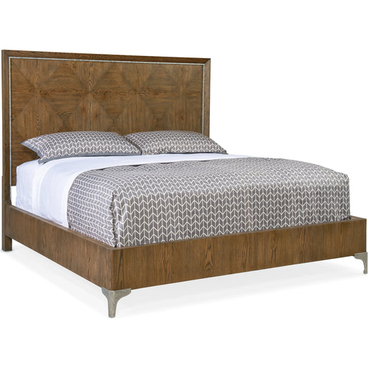 Chapman Panel Bed by Hooker Furniture in sorrel. Made from white oak veneers, metal in a transitional style.