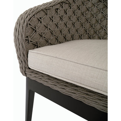Marbella Outdoor Dining Chair by Sunset West in graphite. Made from olefin rope in a modern style.