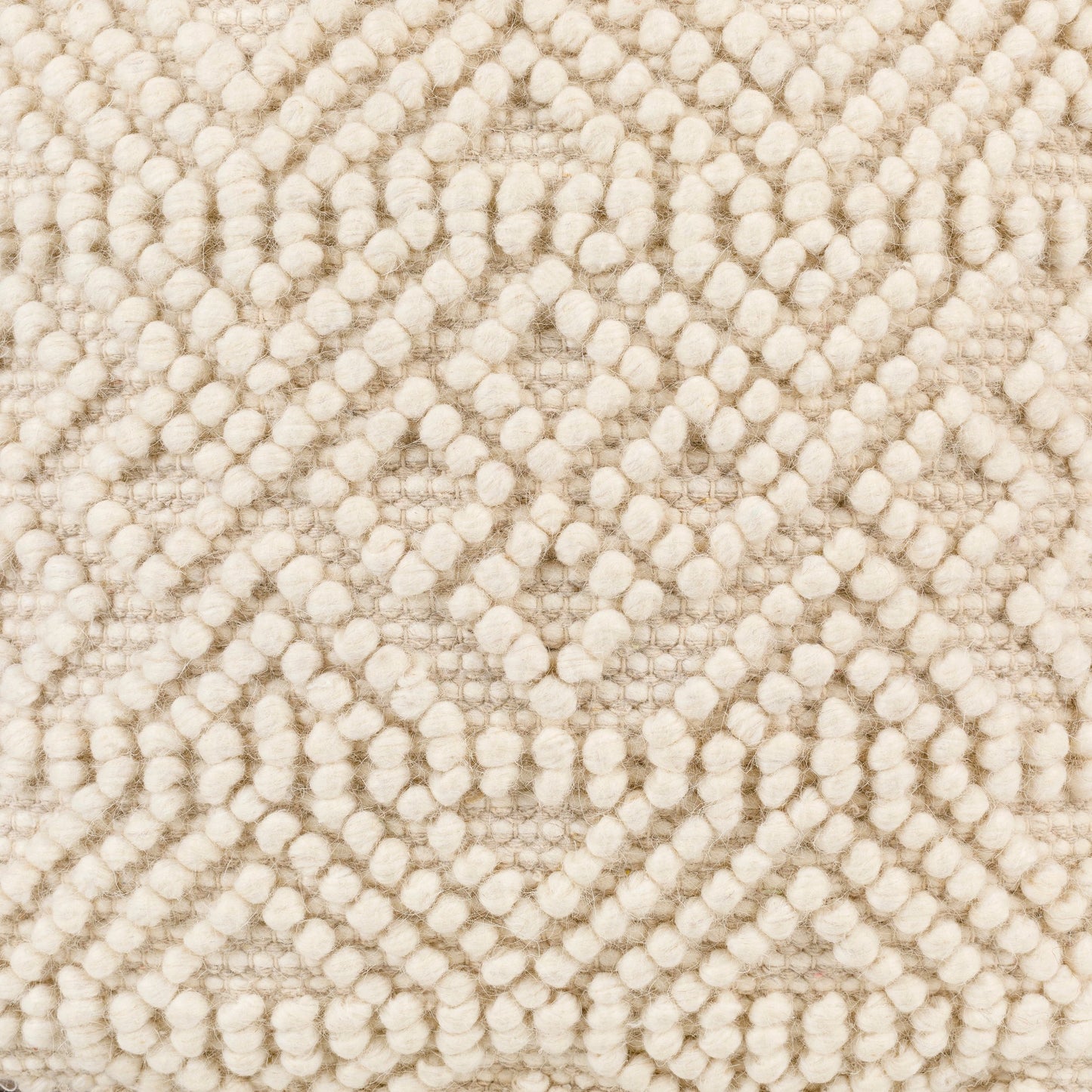 004 SI-1882683 | Closeup | Hygge - 16767 by Livabliss in cream. Made from 40% cotton, 30% polyester, 30% wool, 100% polybeads, 100% cotton in a eclectic & global style.