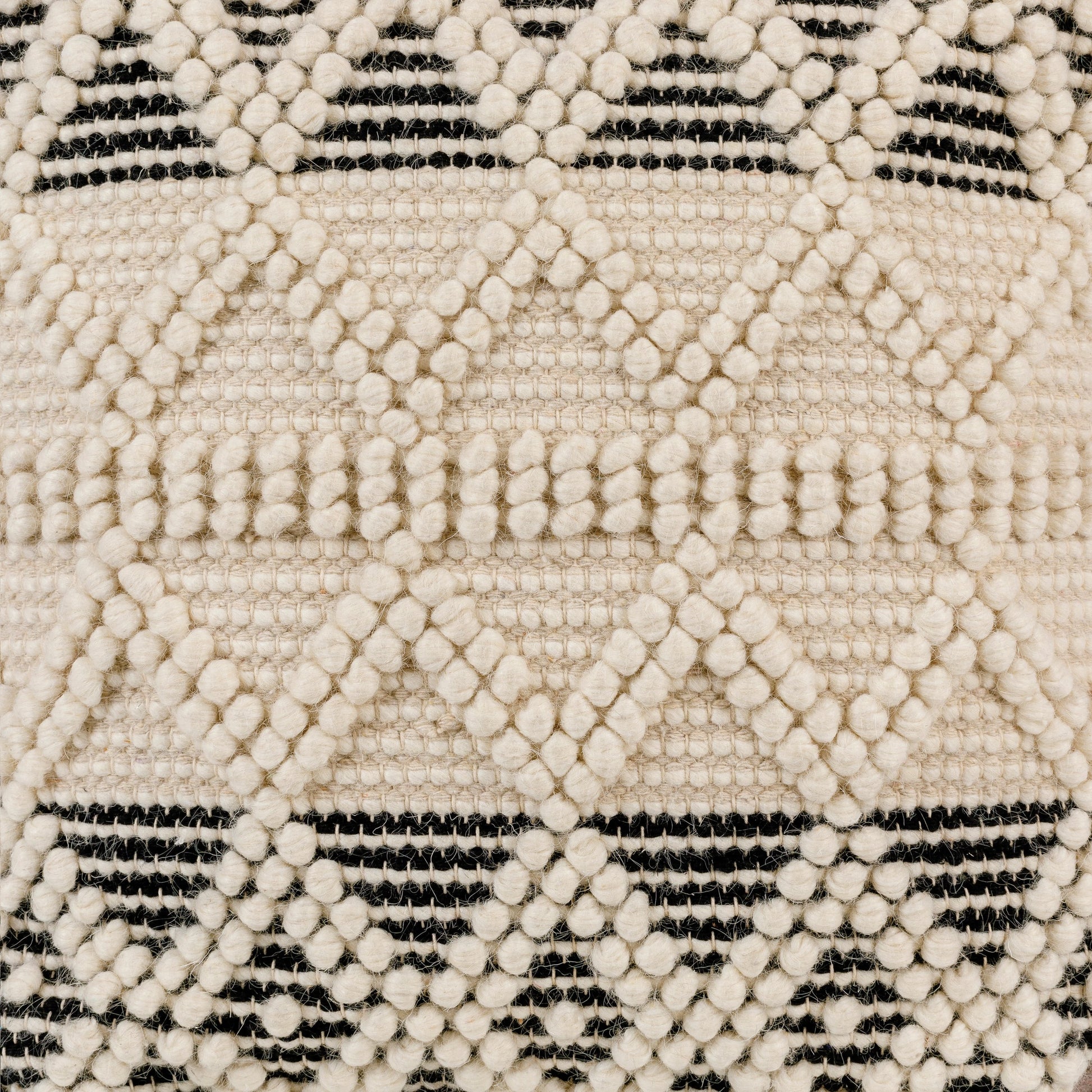 Hygge - 13595 by Livabliss in black, cream. Made from 40% cotton, 30% polyester, 30% wool, 100% polybeads, 100% cotton in a eclectic & global style.