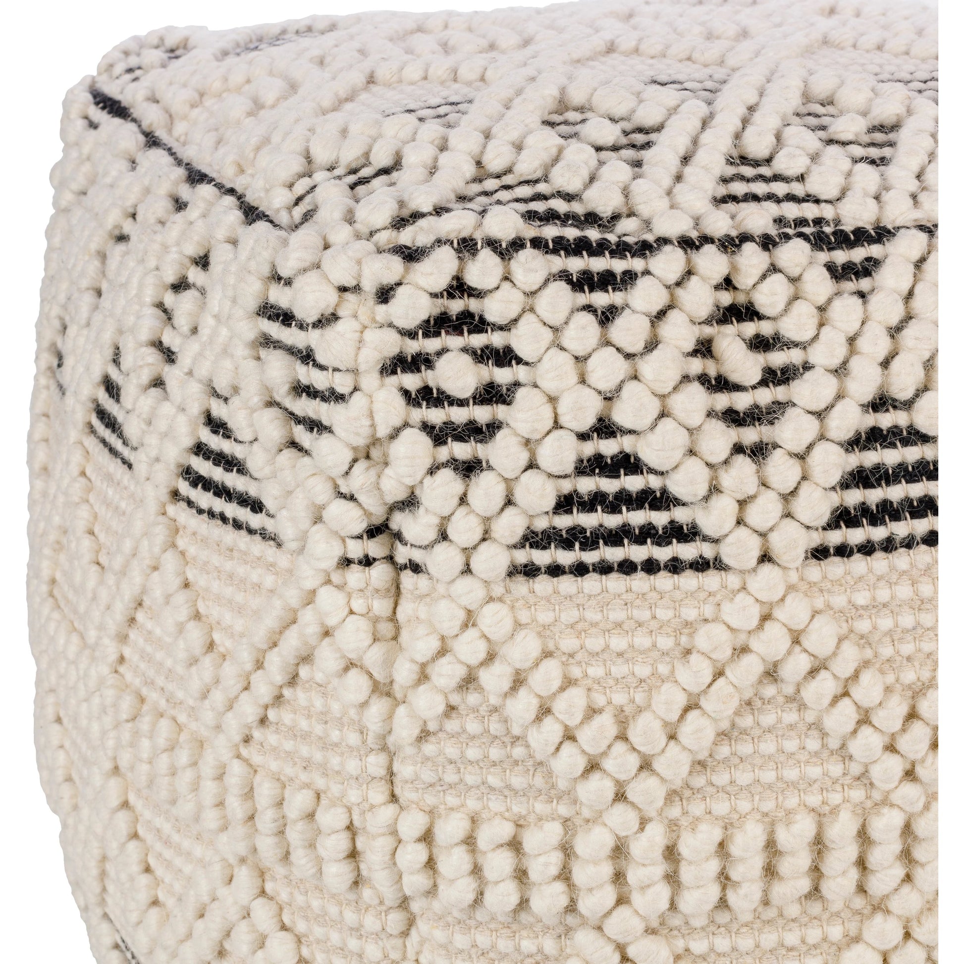 Hygge - 13595 by Livabliss in black, cream. Made from 40% cotton, 30% polyester, 30% wool, 100% polybeads, 100% cotton in a eclectic & global style.