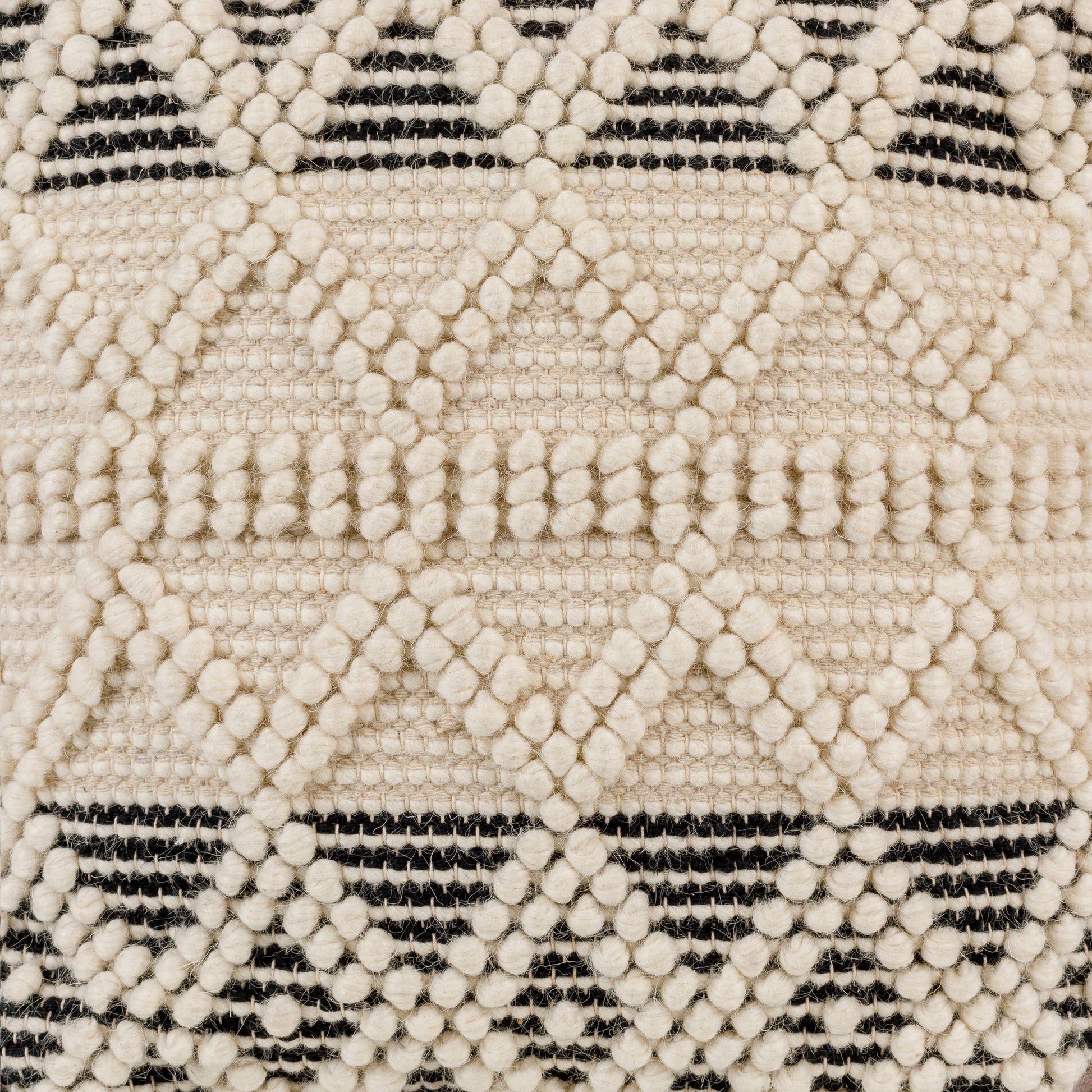 Hygge - 13595 by Livabliss in black, cream. Made from 40% cotton, 30% polyester, 30% wool, 100% polybeads, 100% cotton in a eclectic & global style.