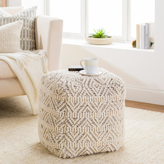Hygge - 28338 by Livabliss in cream, black. Made from 40% cotton, 30% polyester, 30% wool, 100% polybeads, 100% cotton in a eclectic & global style.