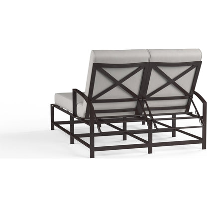 La Outdoor Jolla Double Chaise by Sunset West in espresso. Made from aluminum in a modern style.