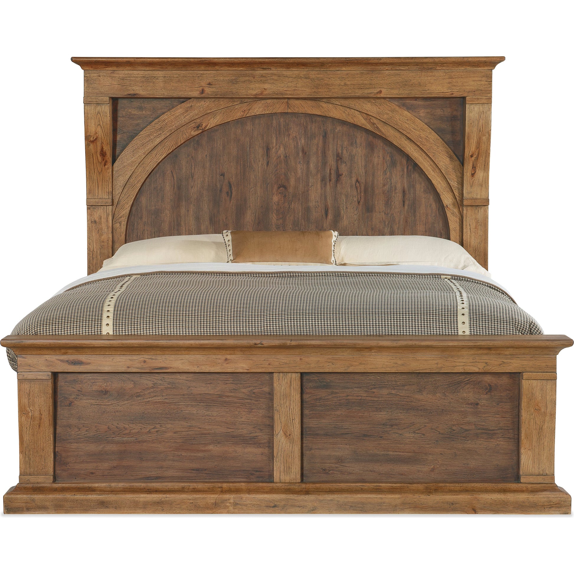 Big Sky Corbel Bed by Hooker Furniture in vintage natural. Made from pecky hickory veneers in a modern style.