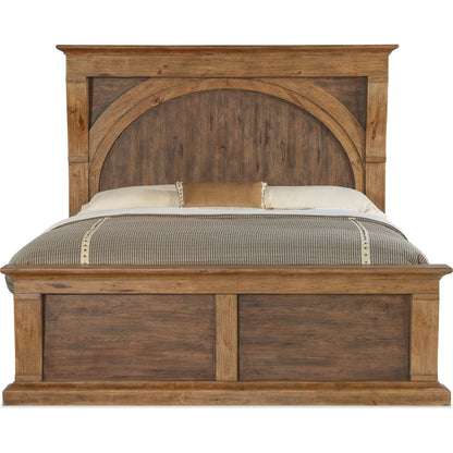 Big Sky Corbel Bed by Hooker Furniture in vintage natural. Made from pecky hickory veneers in a modern style.