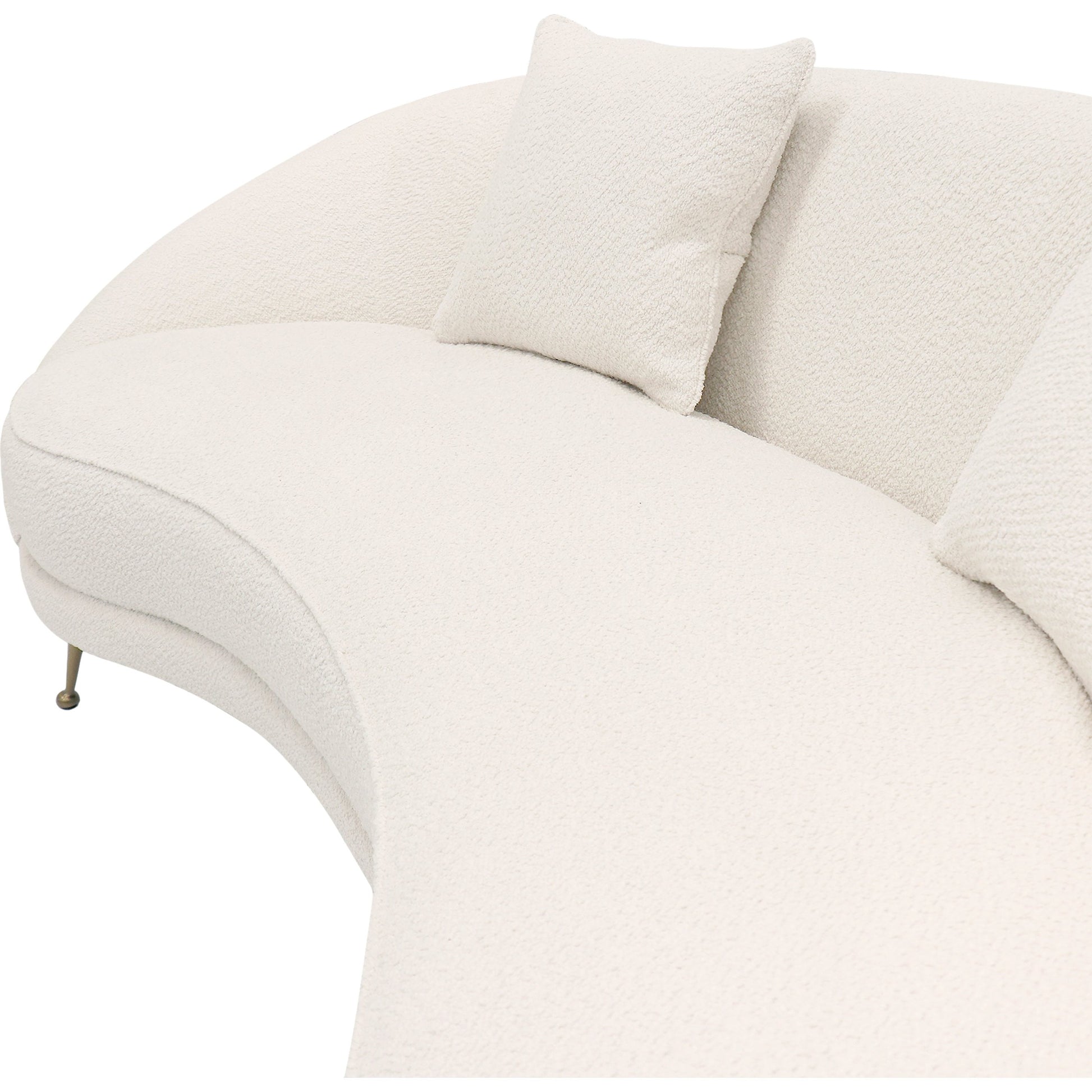 Vicenza Curved Sofa by Pasargad Home in ivory. Made from polyester fabric in a modern style.