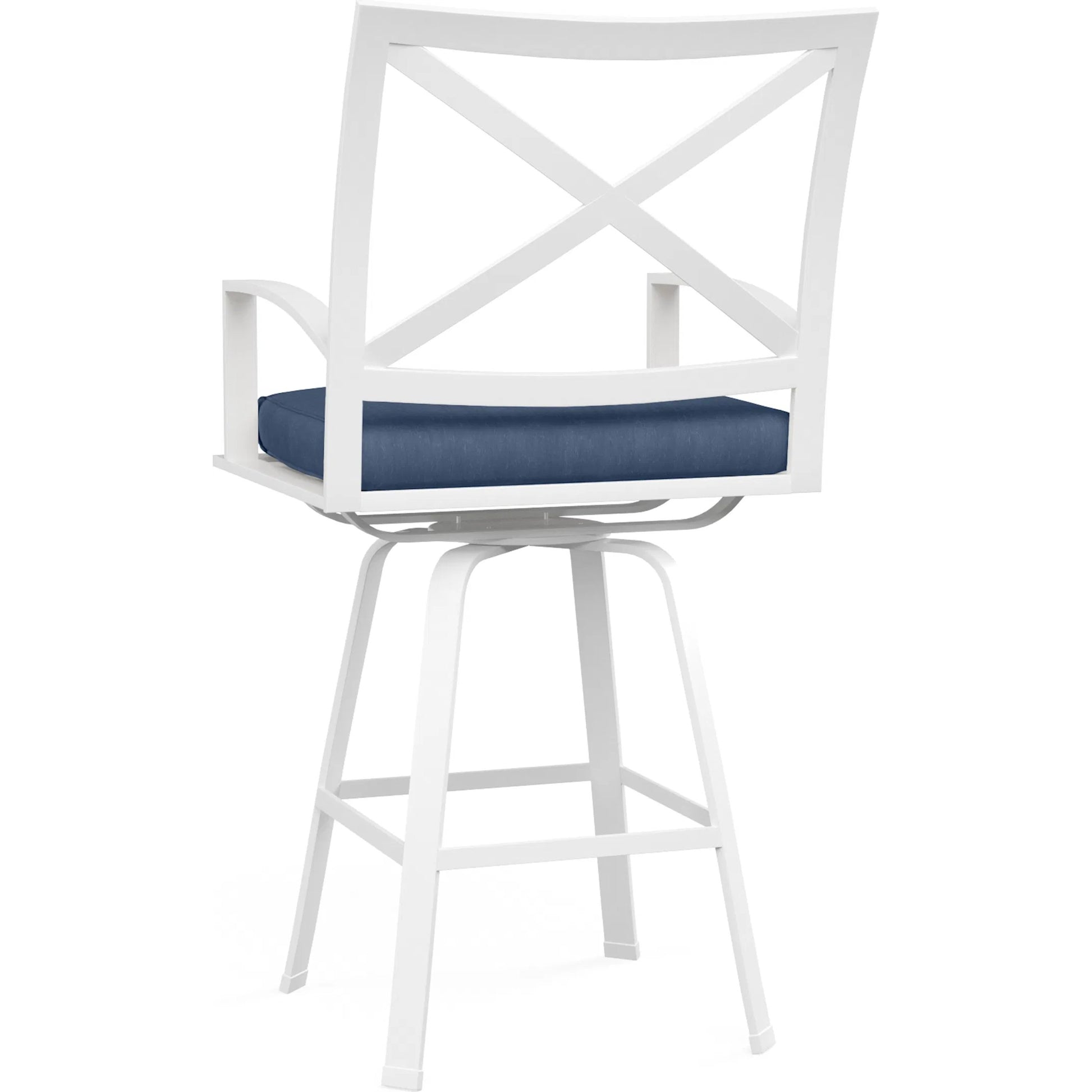 Bristol Outdoor Swivel Barstool in Canvas Flax w/ Self Welt by Sunset West. Made from aluminum in a modern style.