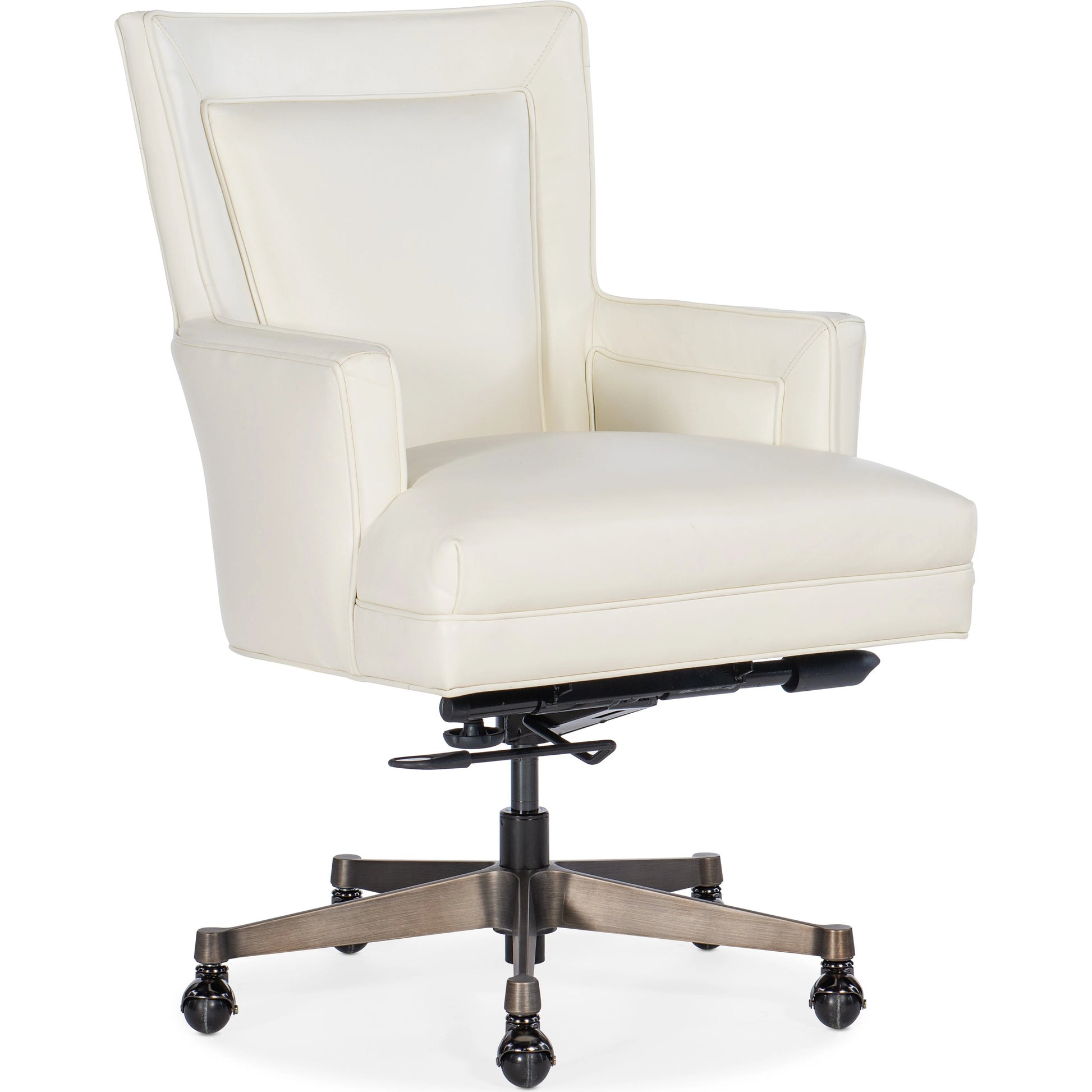 Rosa Executive Swivel Tilt Chair by Hooker Furniture in apollo mineral and beige. Made from leather, apollo mineral (semi-aniline corrected top grain) in a modern style.
