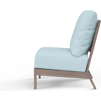 Laguna Outdoor Armless Club in Canvas Flax by Sunset West in browns. Made from aluminum in a modern style.