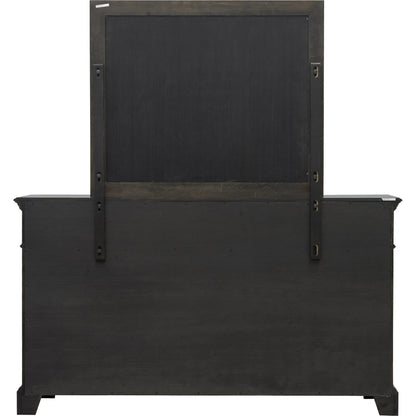 Hickory Creek Dresser Mirror by Pulaski Furniture in brown velvet. Made from rubber wood, mirror in a unique style.