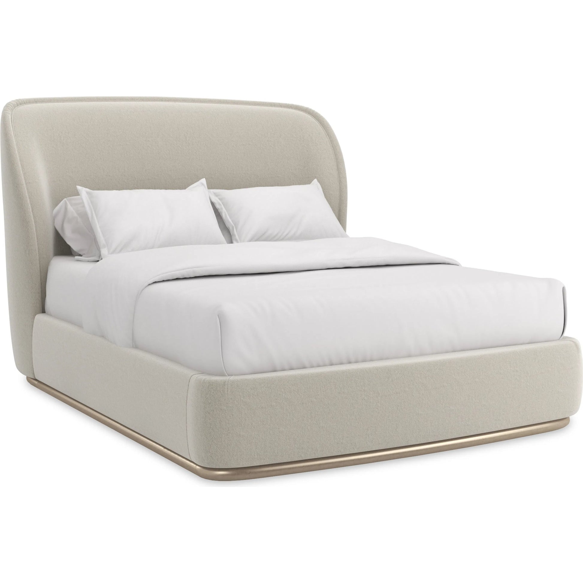 Opal Bed by Caracole in soft silver paint. Made from asian hardwood in a transitional style.