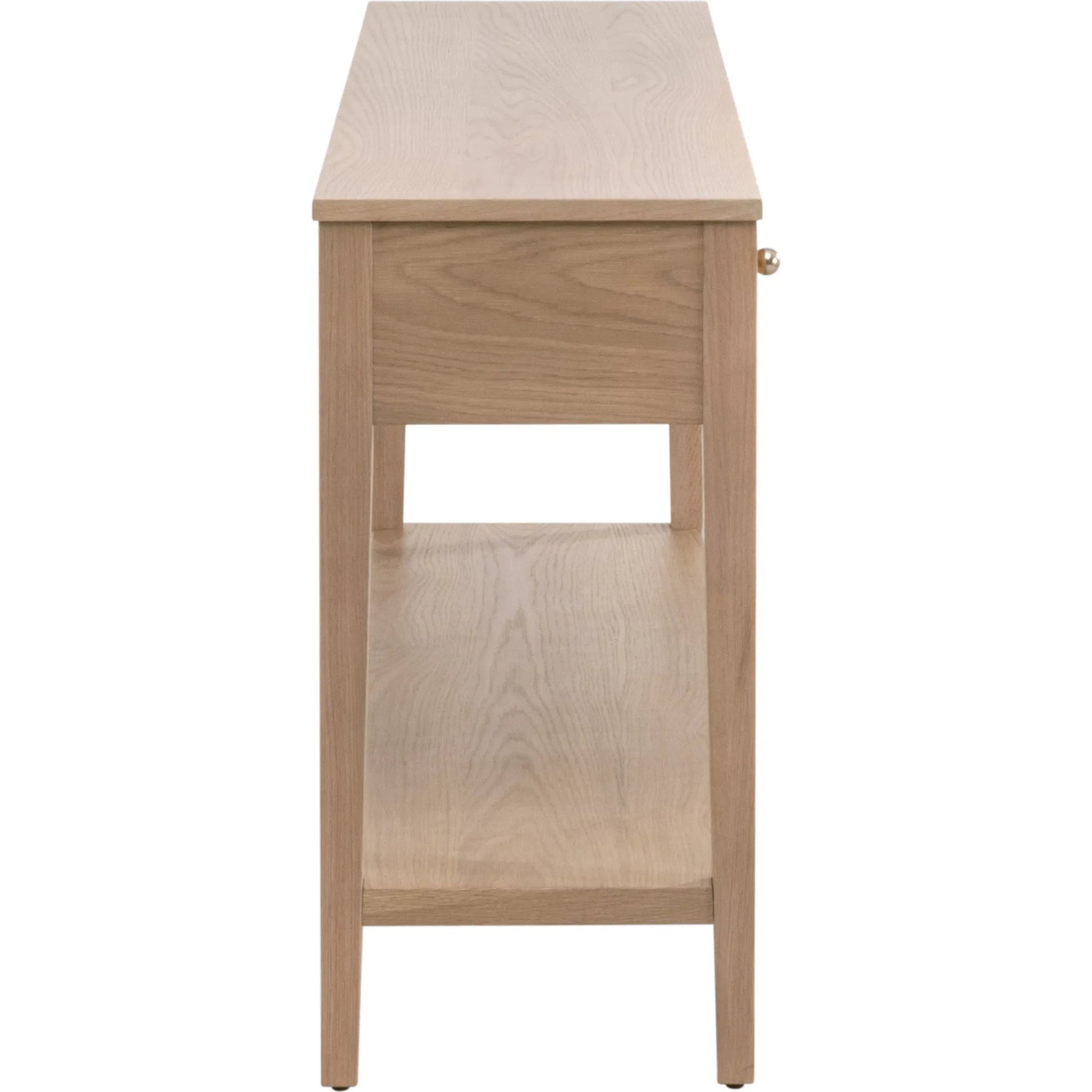 Highland Console Table by Essentials For Living in natural oak. Made from solid oak wood, mdf, oak veneer, iron in a transitional style.