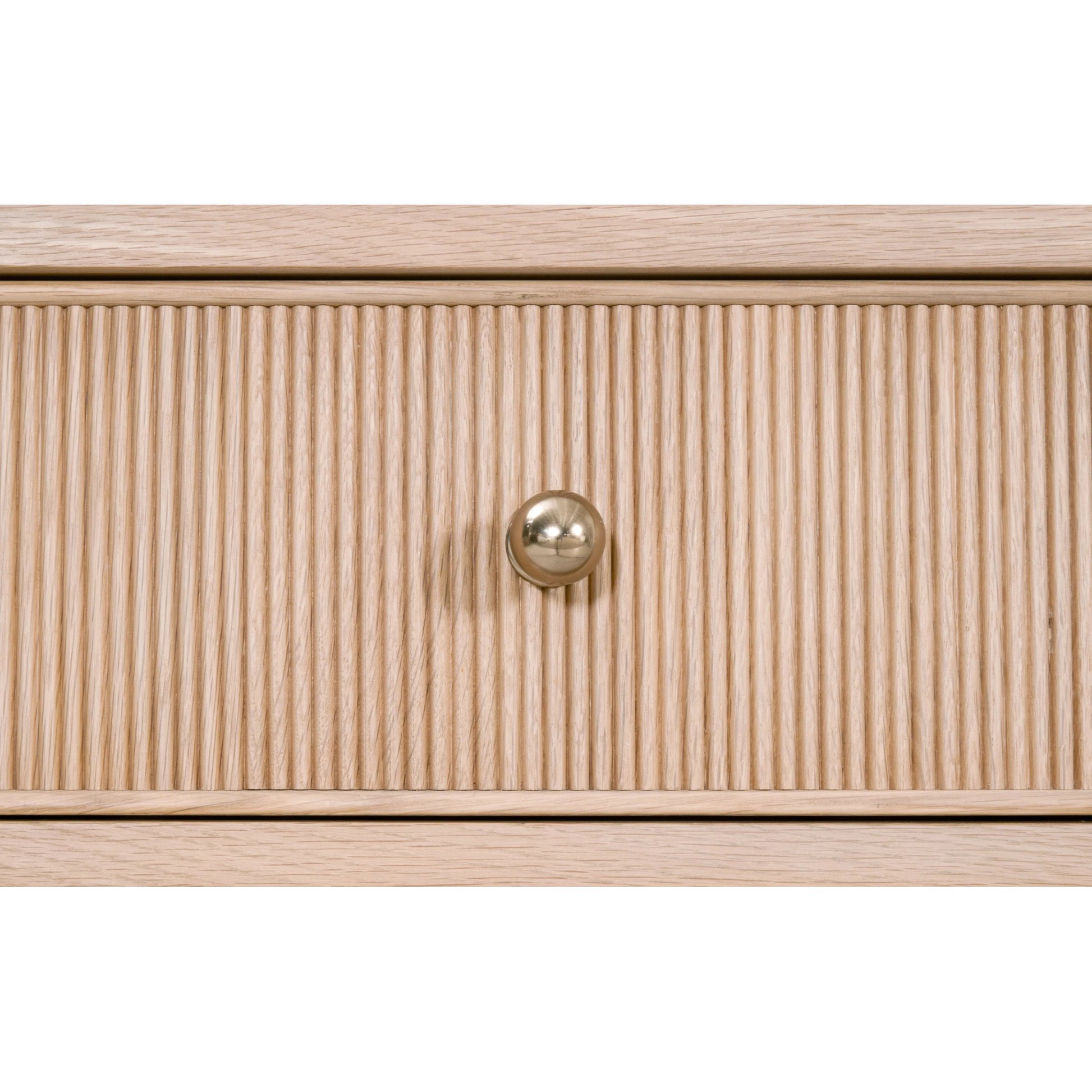 Highland Console Table by Essentials For Living in natural oak. Made from solid oak wood, mdf, oak veneer, iron in a transitional style.