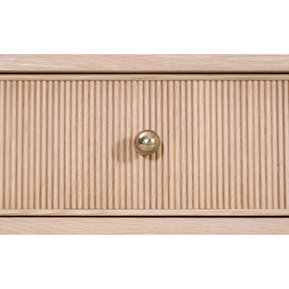 Highland Console Table by Essentials For Living in natural oak. Made from solid oak wood, mdf, oak veneer, iron in a transitional style.