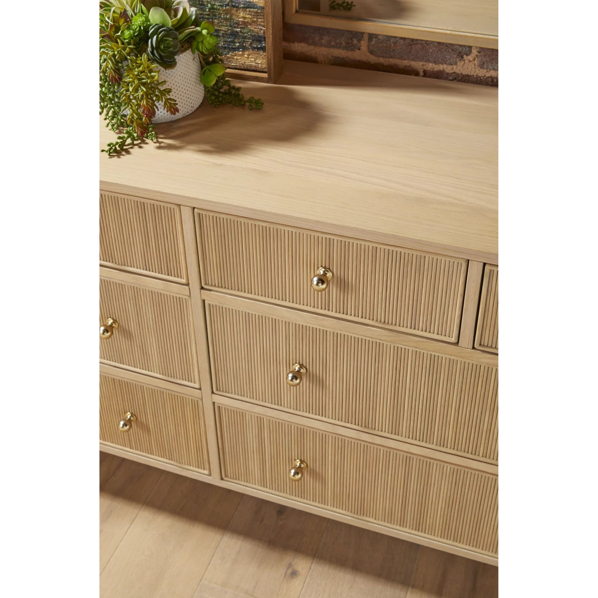 Highland Double Dresser by Essentials For Living in natural oak. Made from solid oak wood, oak veneer, iron, felt in a cottage & farmhouse style.