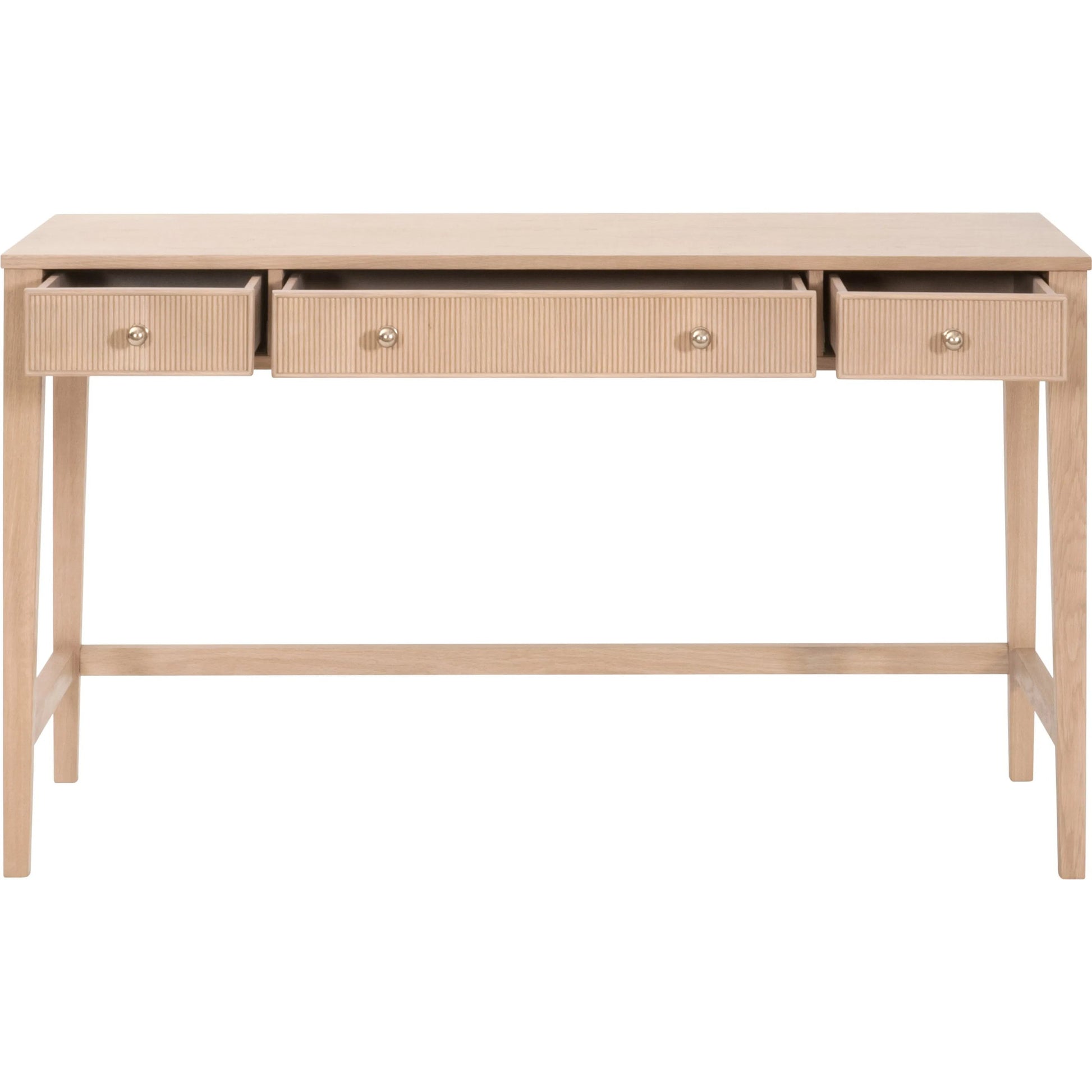 Highland Desk by Essentials For Living in natural oak. Made from solid oak wood, oak veneer, iron, felt in a transitional style.