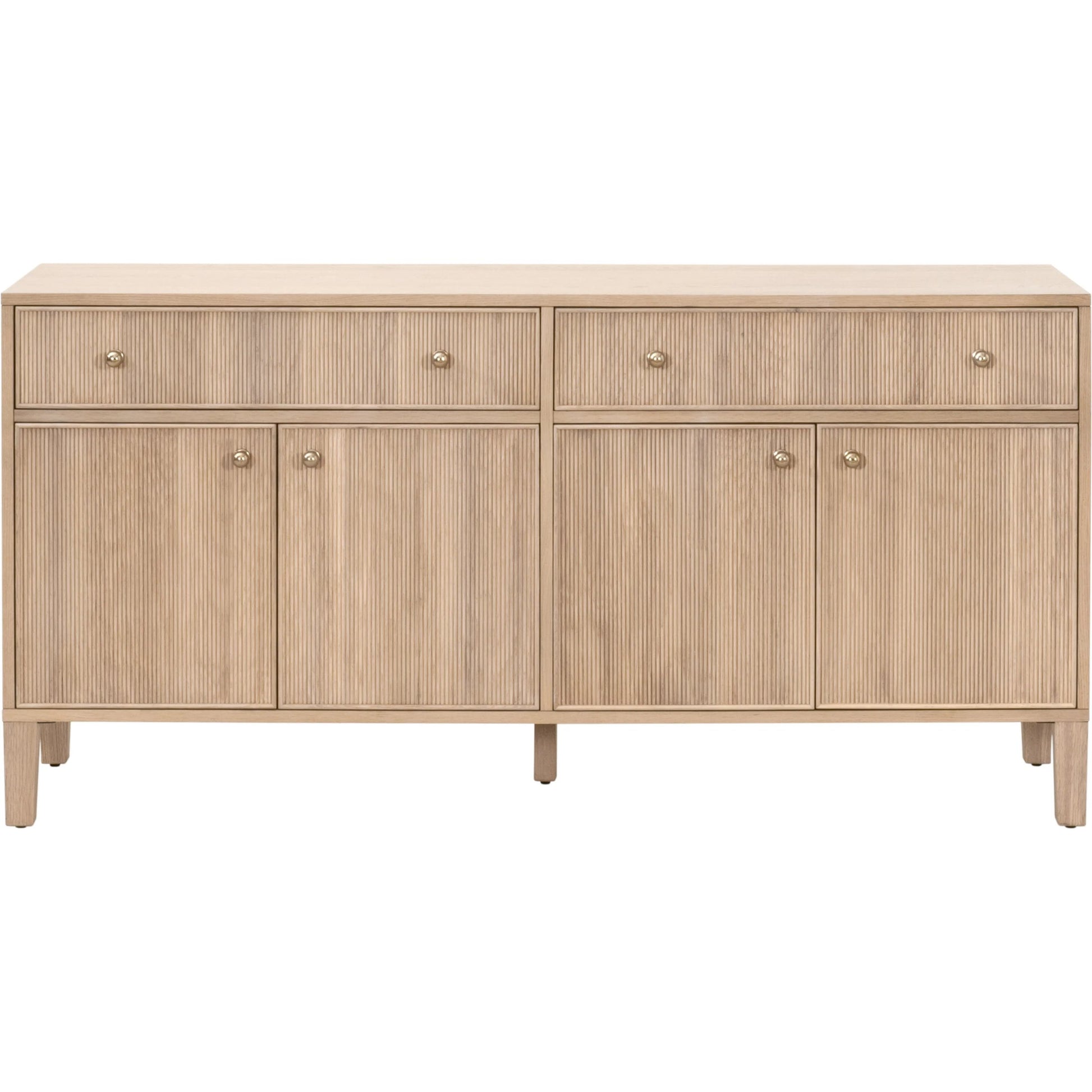 Highland Media Sideboard by Essentials For Living in natural oak. Made from solid oak wood, oak veneer, iron, felt in a transitional style.