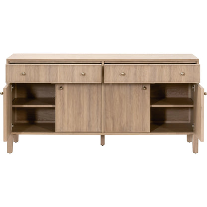Highland Media Sideboard by Essentials For Living in natural oak. Made from solid oak wood, oak veneer, iron, felt in a transitional style.