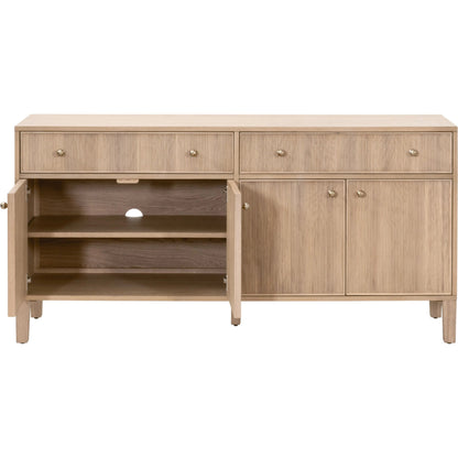 Highland Media Sideboard by Essentials For Living in natural oak. Made from solid oak wood, oak veneer, iron, felt in a transitional style.