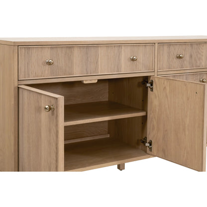 Highland Media Sideboard by Essentials For Living in natural oak. Made from solid oak wood, oak veneer, iron, felt in a transitional style.